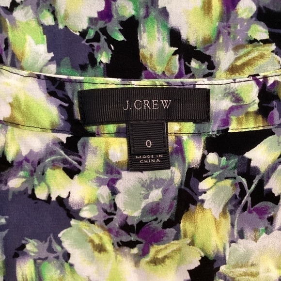 J.Crew Blouse Size 0 Green Floral Silk Sleeveless Top - Picture 6 of 7